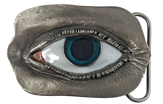 human eye pewter belt buckle