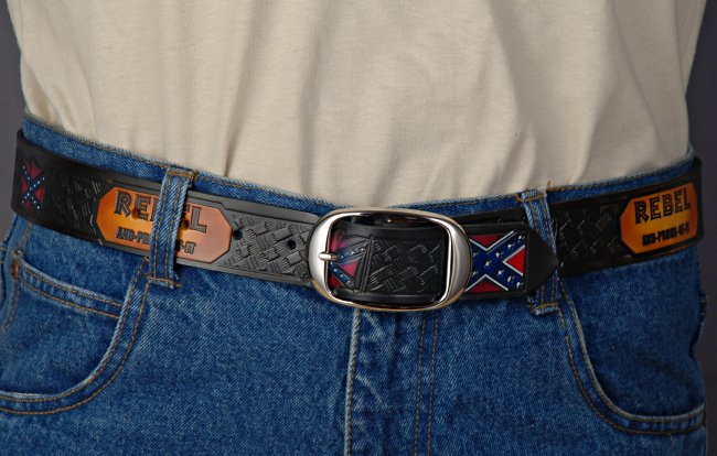 rebel flag leather belt