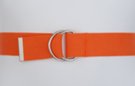orange cotton D-ring web belt with nickel polish rings and tab