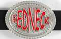 red letter "Redneck" on pewter rebel flag belt buckle