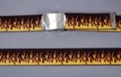 military web belt, yellow flames on black