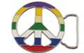 multi-color enameled die-cast peace sign belt buckle