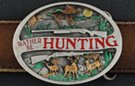 rather-be-hunting printed on oval belt buckle with scenery