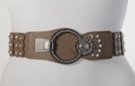 woodsmoke rhinestone high waist stretch belt with hoop and medallion buckle