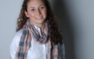 salmon and brown plaid fringed crinkle scarf