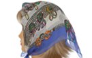 square chiffon silk scarf, blue-violet