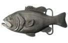 pewter life-like bass fish belt buckle with tape measure