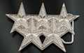 double row five star glittery chrome belt buckle