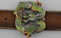 green and gold Chinese dragon belt buckle