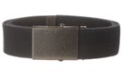 black wide stone-washed cotton web belt with antique silver military style buckle