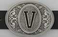 oval pewter western initial buckle